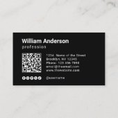 Schwarzer QR-Code mit individuellem Logo und Socia Visitenkarte (Rückseite)