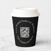 Schwarzer QR-Code | Moderne Geschäftswerbe-Design Pappbecher (Vorderseite)