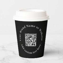 Schwarzer QR-Code | Moderne Geschäftswerbe-Design Pappbecher