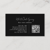 Schwarzer QR-Code Moderne Kalligrafie-Schrift Mono Visitenkarte (Rückseite)