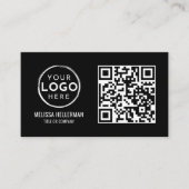 Schwarzer QR-Code Modernes Berufliches Foto Ihr Lo Visitenkarte (Vorderseite)