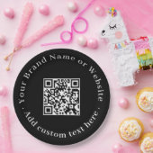 Schwarzer QR-Code | Modernes Corporate-Event-Desig Pappteller (Party)