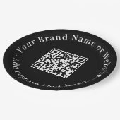 Schwarzer QR-Code | Modernes Corporate-Event-Desig Pappteller (Schrägansicht)