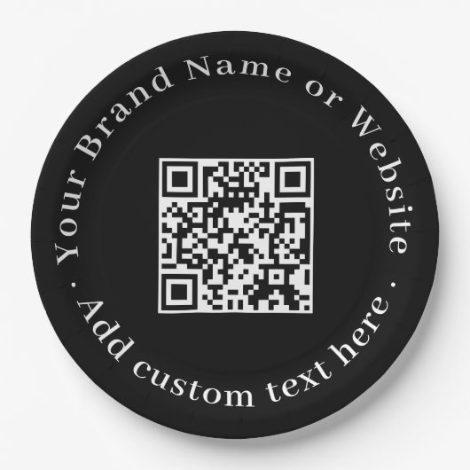 Schwarzer QR-Code | Modernes Corporate-Event-Desig Pappteller (Vorderseite)