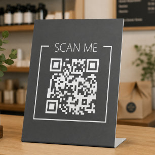 Schwarzer QR-Code Scanne Mich Geschäft Sockelschild