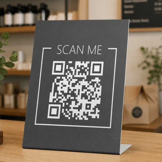 Schwarzer QR-Code Scanne Mich Geschäft Sockelschild