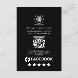 Schwarzer QR Facebook Business Bewertungslink Begleitkarte