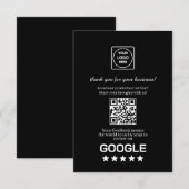 Schwarzer QR | Google-Bewertungslink Begleitkarte (Vorne/Hinten)