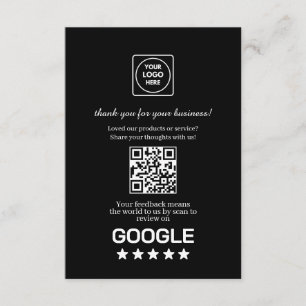 Schwarzer QR Google-Bewertungslink Begleitkarte