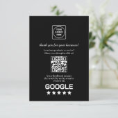 Schwarzer QR | Google-Bewertungslink Begleitkarte (Stehend Vorderseite)