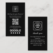 Schwarzer QR | Google Reviews Benutzerdefinierter  Visitenkarte (Vorne/Hinten)