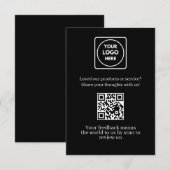 Schwarzer QR | Kundenfeedback- und Bewertungslink Begleitkarte (Vorne/Hinten)