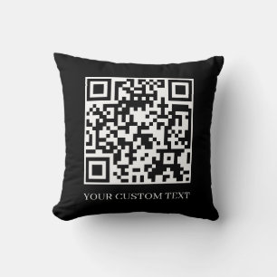 Schwarzer QR   Minimalistisches Scan-Me-Design Kissen
