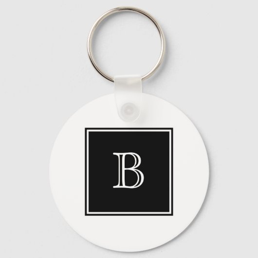 Schwarzer Quadrat Monogram Basic-Schlüsselanhänger Schlüsselanhänger (Vorderseite)