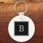 Schwarzer Quadrat Monogram Basic-Schlüsselanhänger Schlüsselanhänger (Vorderseite)