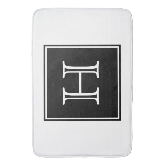 Schwarzer Quadrat Monogram Bath Mat Badematte (Vorderseite Vertikal)