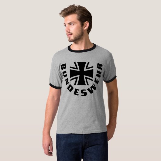 Schwarzer QuerT - Shirt Bundeswehrs Kreuz Schwarz (Vorne ganz)