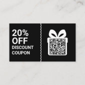 Schwarzer Rabatt-Coupon QR-Code-Marketing Visitenkarte (Vorderseite)