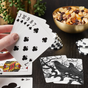 Schwarzer Rabe auf knorrigen Ästen Schwarz und Wei Spielkarten