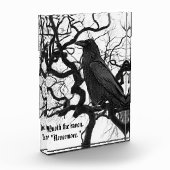 Schwarzer Rabe im Baum Poe Zitat Fotoblock (Links)
