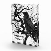 Schwarzer Rabe im Baum Poe Zitat Fotoblock (Rechts)