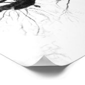 Schwarzer Rabe im Baum Schwarz-Weiß-Foto Poster (Ecke)