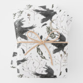 Schwarzer Rabe, Mond und wild lebende Pflanze Hexe Geschenkpapier Set (Beispiel)