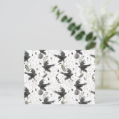 Schwarzer Rabe, Mond und wild lebende Pflanze Hexe Postkarte (Stehend Vorderseite)