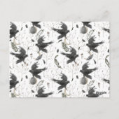 Schwarzer Rabe, Mond und wild lebende Pflanze Hexe Postkarte (Rückseite)