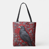 Schwarzer Rabe Roter Blumen William Morris Inspiri Tasche (Rückseite)