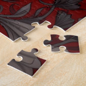 Schwarzer Rabe Rotes Blumenmuster William Morris I Puzzle (Seite)