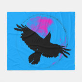 Schwarzer Rabe und Blauer Mond Fleecedecke (Vorderseite (Horizontal))