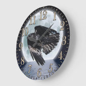 Schwarzer Rabe und Vollmond Große Wanduhr (Winkel)