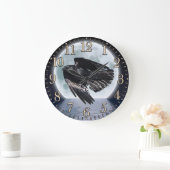 Schwarzer Rabe und Vollmond Große Wanduhr (Zuhause)