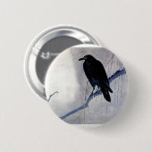 Schwarzer Raben-Vogel Button (Vorne & Hinten)