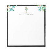 Schwarzer Rahmen aus botanischem Seepferd Notizblock (Vorderseite)