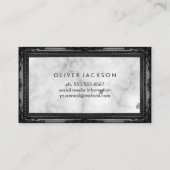 Schwarzer Rahmen aus weißem Marmor Visitenkarte (Rückseite)