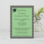 Schwarzer Rahmen Dinner Cap Light Green Abschluss Einladung (Stehend Vorderseite)