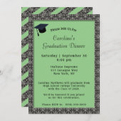 Schwarzer Rahmen Dinner Cap Light Green Abschluss Einladung (Vorne/Hinten)