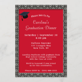 Schwarzer Rahmen Dinner Cap Roter Abschluss Einladung