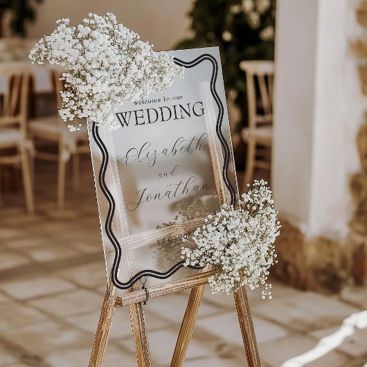 Schwarzer Rahmen Hochzeitsempfang Acrylschild