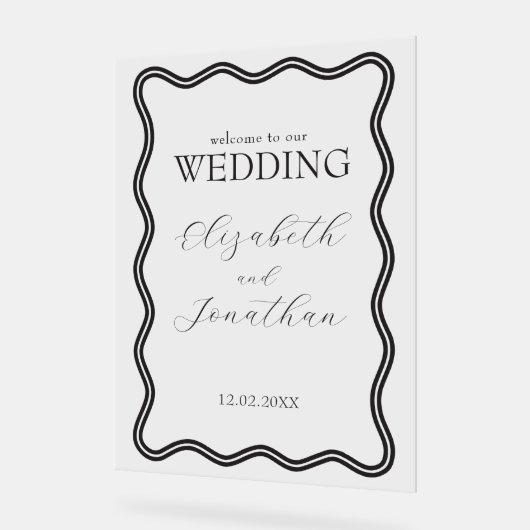 Schwarzer Rahmen Hochzeitsempfang Acrylschild (Winkel)