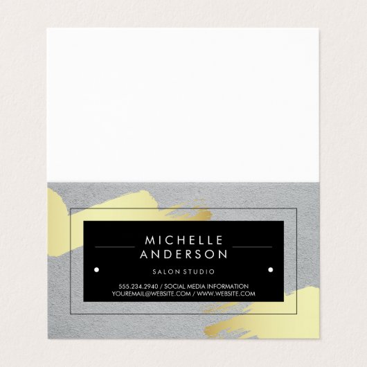 Schwarzer Rahmen / Moderne Bürste Visitenkarten (Außenseite Aufgefaltet)