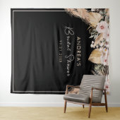 Schwarzer Rahmen Pampas Grass Brautparty Hintergru Wandteppich (Beispiel (Horizontal))