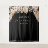 Schwarzer Rahmen Pampas Grass Brautparty Hintergru Wandteppich (Vorderseite)