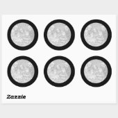 Schwarzer Rahmen Runder Aufkleber (Blatt)