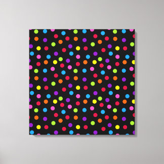 Schwarzer Rainbow-Polka-Punkte Multi-Color Leinwanddruck