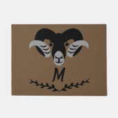Schwarzer Ram mit Twisted Horns Silhouette Monogra Fußmatte (Vorderseite)