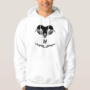 Schwarzer Ram mit Twisted Horns Silhouette Monogra Hoodie