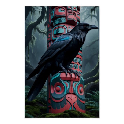 Schwarzer Rasen und Totem Pole Kunst und Kultur Poster (Vorderseite)